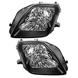 eMfurniture Front Left Driver and Right Passenger Side Matte Black Housing Clear Lens Factory Style Headlight Without Bulb Headlights Lamps Bezel for Honda for Prelude 1997-2001