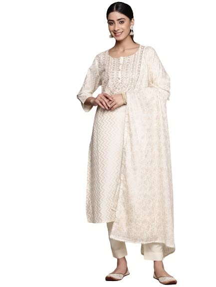 Kurta droit brodé en coton blanc pour vos sorties estivales et événements élégants