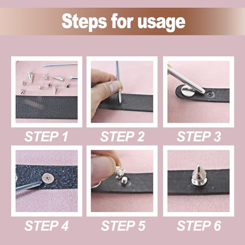 XKCWXY 354 Sets Punk Spikes and Studs Kit，8 Sizes Cone Spikes,Metal Tree Spikes Studs for Leathercraft and Punk Style Clothing Accessories DIY Craft Decoration