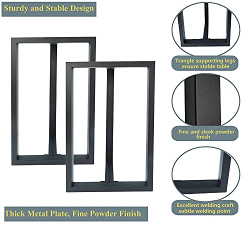 Lendpea Metal Table Legs,Heavy Duty Desk Legs Dining Table Legs Industrial Furniture Legs Table Lega,Modern Coffee Table Legs,Iron Table Legs,Set Of 2 28” Height 18" Wide (Matte Black-T) #TOP5