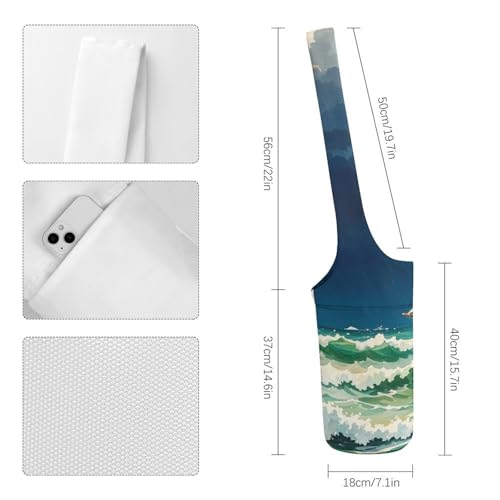 Sac de tapis de yoga vintage haut de gamme en toile epaisse et finitions Stormy Waves - 2