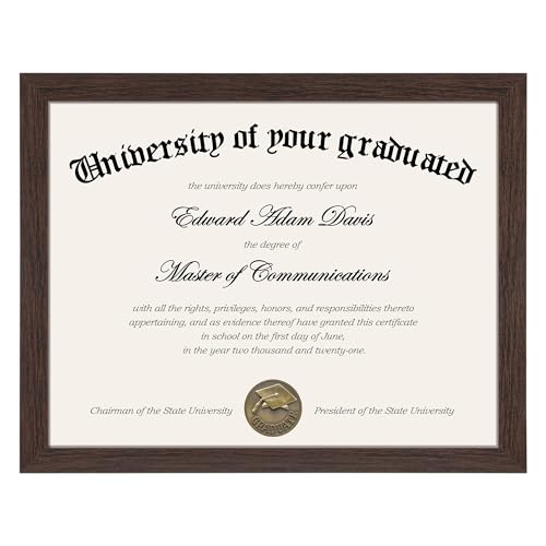 Image of upsimples Certificate Frame, 8.5 by 11 Diploma Frames, 1 Pack, Brown