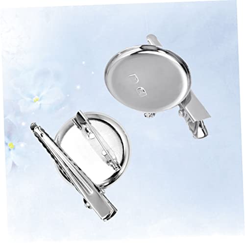 Bandeja de broches redonda con alfiler trasero resistente en tono plata 7
