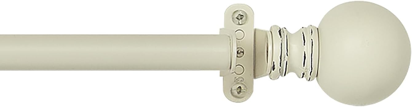 HomeStock Eclectic Escape 66-120" Decorative Room Darkening Wrap Around Rod & Finial - Kerry, Metal Rods with PVC Finials, Telescopic Design