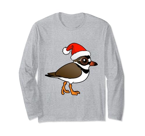 Santa Semipalmated Plover Cute Cartoon Christmas Shorebird Long Sleeve T-Shirt