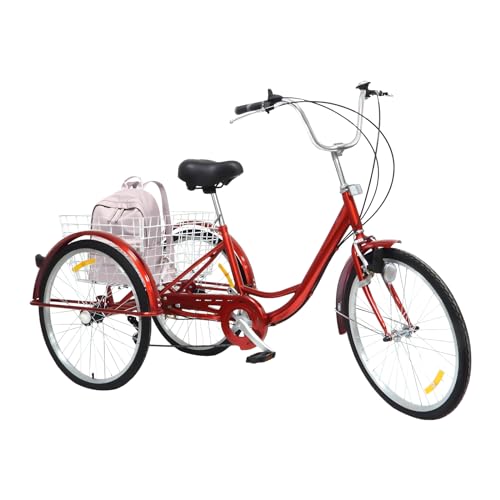 MELAQULY Triciclo per Adulti, Bicicletta da Carico 24 Pollici, 6