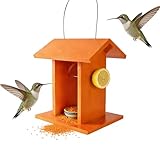 de Aves Futterstation mit Dach | Vogelfutterspender aus Holz für den Außenbereich, zur Beobachtung im Garten, Balkon, Hof und Außendekoration
