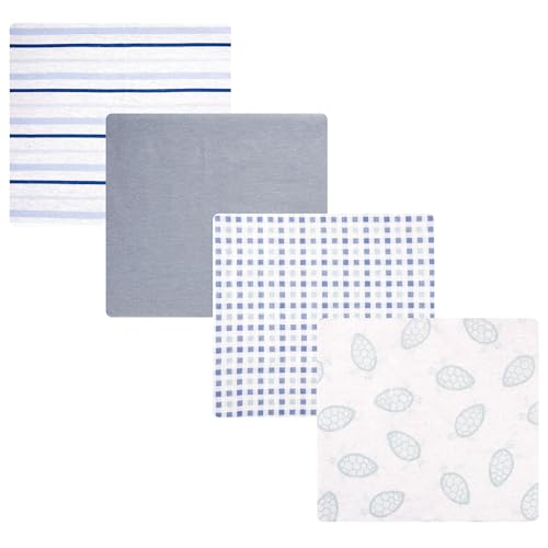 Image of Hudson Baby Cotton Flannel Receiving Blankets 4-Pack, Little Sea Turtle, One Size