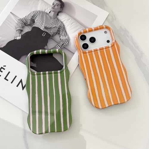 XQAGU for iPhone 17 Pro Max Case Stripe Cute Aesthetic Wave Shape-Green by XQAGU - Used condition - Image 5