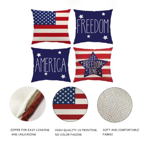 Gigoitly 4Th Of July Decorations Pillow Covers 18X18 Inch Set Of 4 Independence Memorial Day American Flag Throw Pillow Covers For Sofa Bed Patriotic Decor #TOP1