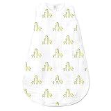 SwaddleDesigns Cotton Muslin Sleeping Sack, Unisex Baby Wearable Blanket, Swaddle Transition Sleeping Bag, Mommy & Baby Giraffe, Yellow, Medium 6-12 Months