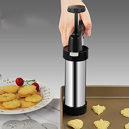 Cookie Press Set, Stainless Steel Cookie Maker Biscuit Press Icing Gun Set With 13 Metal Cookie Press Discs For Cake Decoration #TOP1