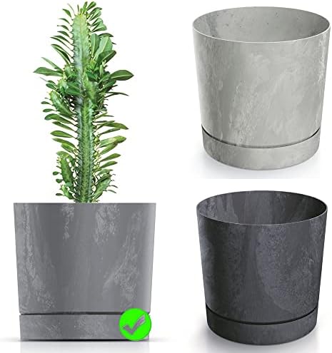 Blumenkübel Blumentopf Beton Optik Eckig Hoch Mit Einsatz 9 Größen In Anthrazit - Foto 2