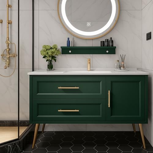QOGRISUN 5-Pack Solid Brass Cabinet Pulls, Gold Euro Style T-Bar Handles, 3 Inch Hole Center for Kitchen Drawers, Cupboard, Dresser, Bathroom Vanity, Brushed Brass Finish by QOGRISUN - Image 8
