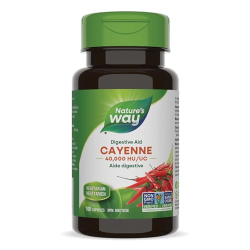 Nature's Way Cayenne Pepper 40,000 HU, 450 mg per serving, 100 Vegetarian Capsules ( 1 Pack)