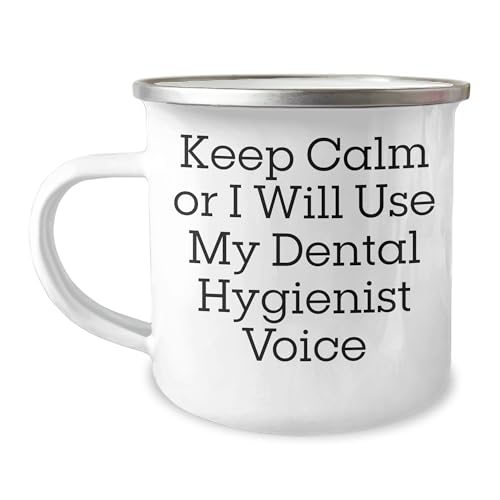 Funny Dental Hygienist Gifts from Friends for Christmas Unique Mugs - Keep Calm Or I Will Use My Dental Hygienist Voice