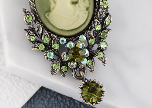 Image of Alilang Vintage Inspired Crystal Rhinestone Victorian Lady Cameo Brooch Pin Maiden Flower Pendant