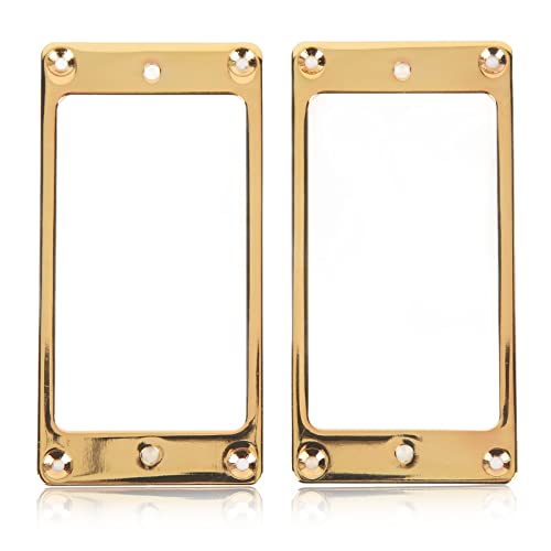 Humbucker Cover, 2PCS Metal Frame Mounting Ring Humbucker Pickup Rings Guitar Pickup Covers Bridge Neck Pickups Cover Frame for Electric Guitars (Gold)