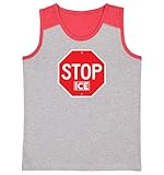 Stop Ice - Protest Funny Traffic Sign Youth Contrast Back Tank Top (Heather/Red, X-Small)