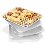 Yuecda 4-Pack Melamine Dishware Plate, White Serving Platters for Party Food, BPA Free, Dishware Plate for Charcuterie Dishes, Reusable Platter for Snacks, Fruit, Cookies, Sandwich