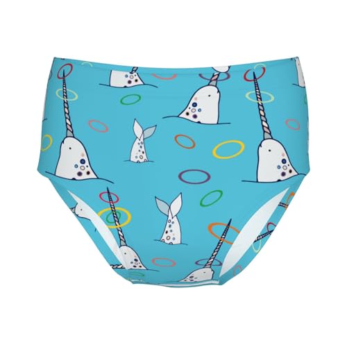 Cute Narwhal Girls' Underwear Soft Cotton Little Girls Panties Comfort Briefs