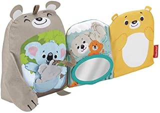 Fisher-Price Miękkie zwierzątka  Książeczka aktywizująca, milutki miś + miękka książeczka sensoryczna (lusterko i gryzaczek), dla dzieci powyżej 3 miesiąca życia, GJD37