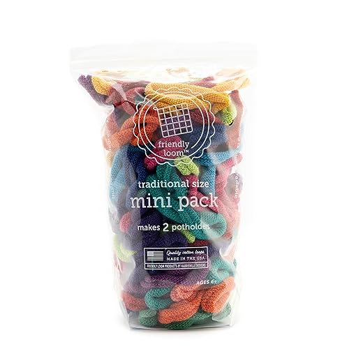 Friendly Loom | 7” Traditional-Sized Multicolor Potholder Weaving Loops | Craft 2 Cotton Potholders