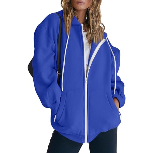 Full Zip Up Hoodie Women Drop Shoulder Preppy Y2K Oversized Sweatshirt Country Going Out Soft Hooded Cardigan Jacket2