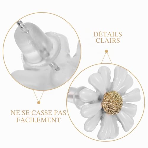 Mikinona Boucles D'Oreilles Femme Marguerite En Argent Sterling 925 Petites Fleurs Blanches 2X1 5 Pouces Bijoux Fantaisie Cadeau Pour copains – vue 2