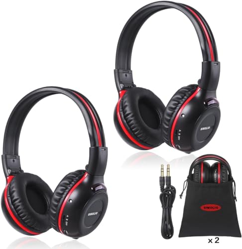 SIMOLIO 2 Stück of Infrarot Kopfhörer für car DVD-Player, 2-Kanal IR Auto Kopfhörer für Kinder, Faltbarer, Leicht, mit 3.5 mm Aux-Kabel, Kompatibel mit Das meiste Auto Rear Seat Entertainment System