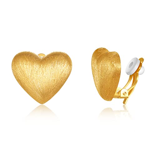 Clip On Earrings Women, Gold Heart Earrings For Sensitive Ears, Fashion Women's Earrings Jewelry Birthday Gift For Wife Grandma Daughter Girls On Christmas Thanksgiving #TOP4