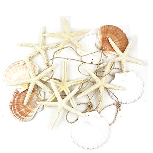 Heyiwell 95" Inch Irish Flat Shells & White Starfish Garland,Beach