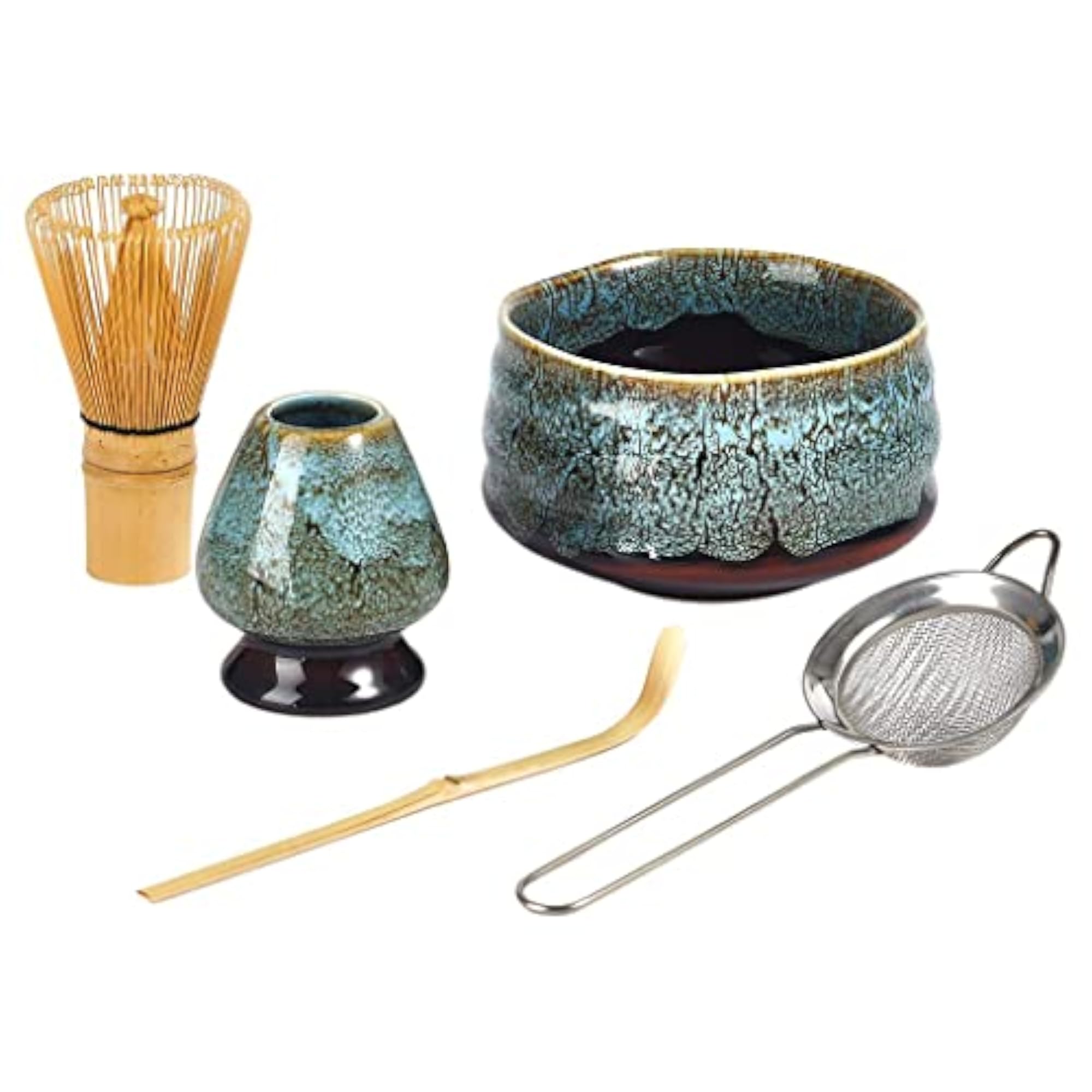 5pc Matcha Bowl and Tea Set for Beginners, Blue