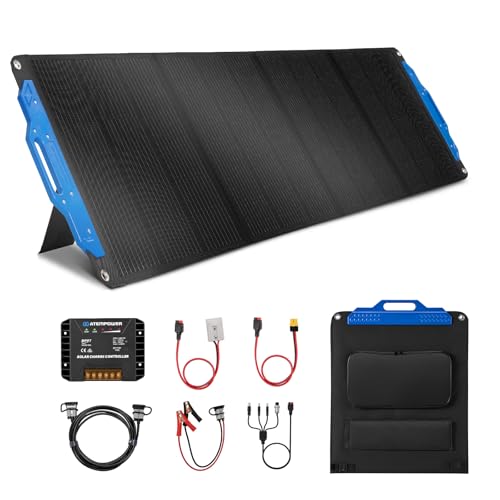 ATEM POWER 300W Solar Panels 18V Foldable Monocrystalline Solar Panel Kit with Adjustable Bracket Efficient Charge Portable Solar Charger for Power Station, Rv Camping Outdoor Trailer Emergency Power