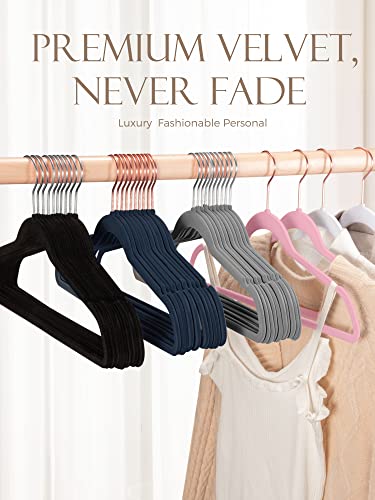 Jersow Velvet Hangers 60 Pack, Non Slip Felt Hangers Space Saving Clothes Hanger, Velvet Hanger Heavy Duty Adult Hanger For Coats And Suits (Black) #TOP1
