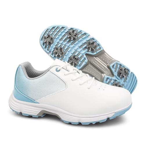 LZQpearl - LZQpearl Chaussures De Golf À Crampons pour Femmes, Baskets De Golf Légères Et Imperméables pour Dames, Chaussures De Golf Antidérapantes pour Filles Tailles 36 À 43 (Blue,36)