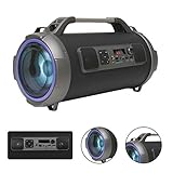 altavoz portatil 80w 【Multi- conexión 】Muy fácil de conectar mediante Bluetooth, entrada pendrive-USB, AUX 3.5 o tarjeta SD y función de radio FM