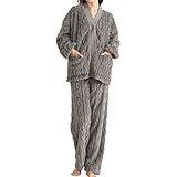 [Teddy] ルームウェア レディース 冬 もこもこ 防寒 2点上下セット 部屋着 ゆったり 中厚手 roomwear147 (ダークグレー, L)