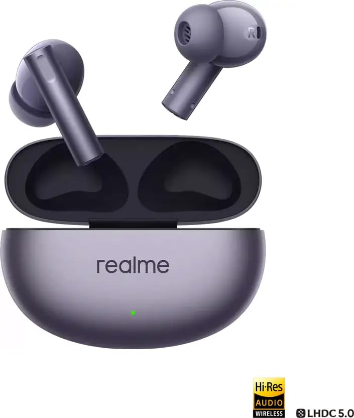 Image of Real Me Air 6 Buds | 50dB Active Noise Cancellation, Hi-Res LHDC Audio, 12.4mm Dynamic Bass Driver, 6 Mic Clear Voice Calls, 51,IP55 Waterproof,TWS for Apple & Android (Air 6, Royal Violet)