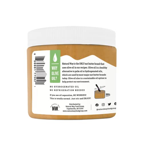 Natural Way Peanut Butter, Original, (1) 16 Ounce Jar - Made With Olive Oil, No Hydrogenated Oils, Non-Gmo, Gluten Free #TOP4