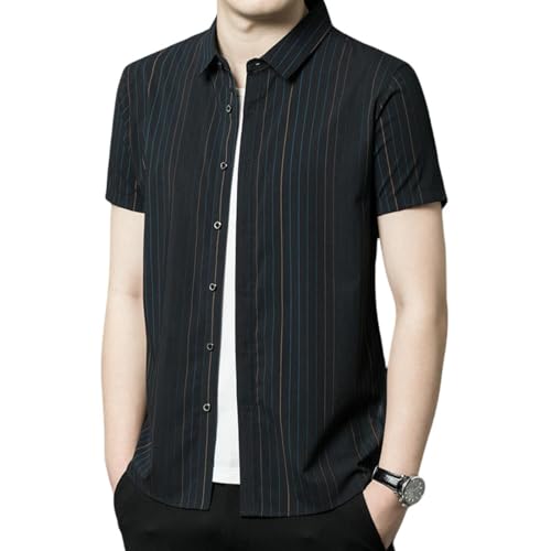 Chemise boutonnée à manches courtes homme coupe ample style décontracté