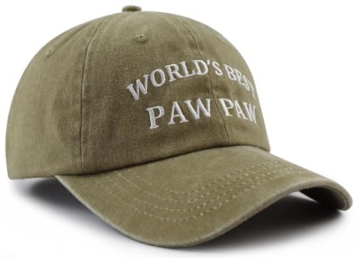 Image of World's Best Paw Paw Papa Uncle Hat for Grandpa Dad Men, Funny Adjustable Cotton Embroidered Grandfather Father Baseball Cap
