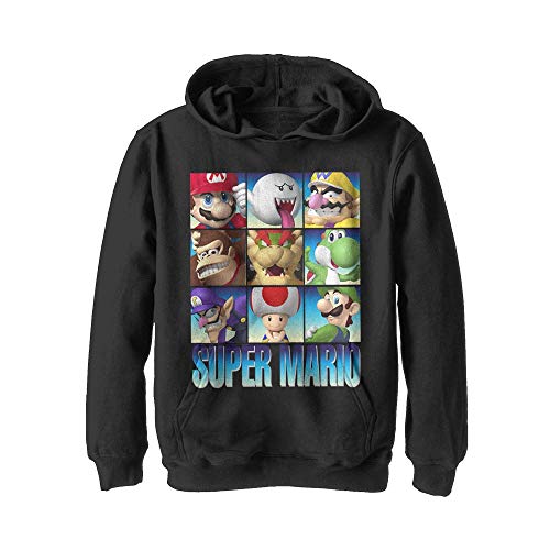 Nintendo Stacks Youth Hooded Pullover Fleece Black