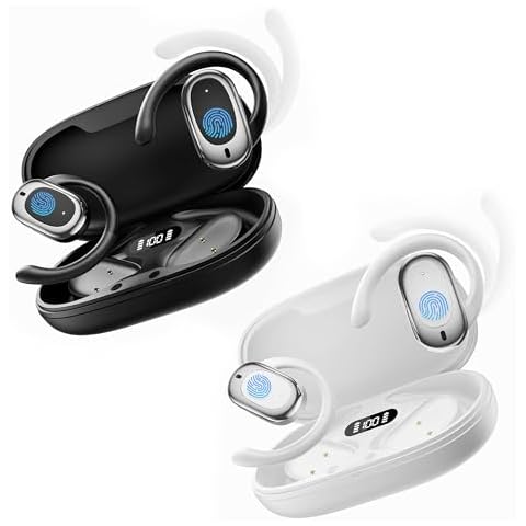 AI Translator Earbuds, Adjustable Language Translator Earphone 3-in-1 Real-Time Translation Device TWS 144 Languages & 8 Offline Ideal for Travel Business Learning, Black&White Cover