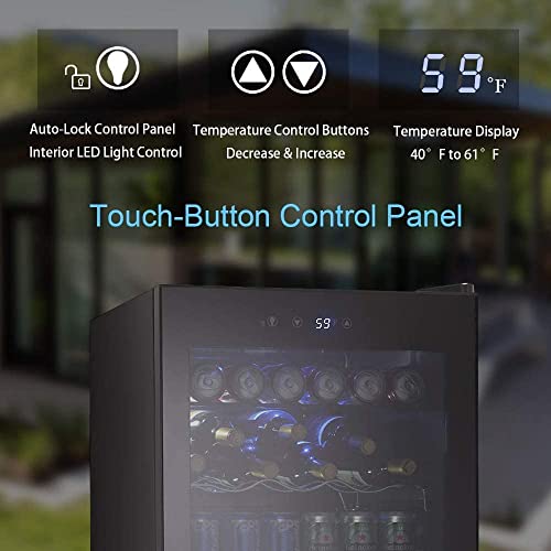 Image of LEONARD USA 82 L Inverter Wine Chiller l Wine Cooler l Touch Control l Toughened Glass Door with UV-Protection l LED Interior Light (Based on American Technology) (Black, LEUSA95WC202405, Single Door)