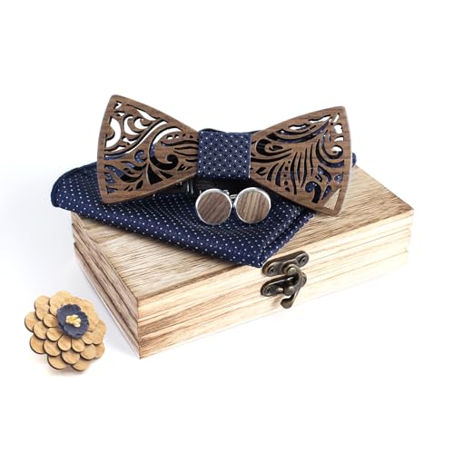 Cyriacus Ensemble de nœud papillon en bois, contient papillon et