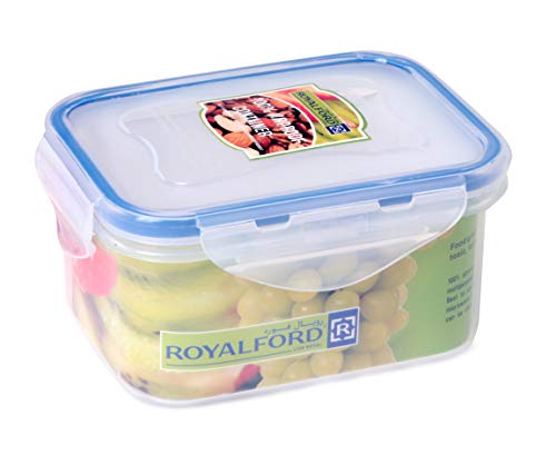 Royalford 500ml Meal Prep | Transparent Food Container | BPA Free, Reusable, Airtight Food Storage Tray with Snap Locking Lid | Microwavable, Freezer & Dishwasher Safe| Bento Lunch Box