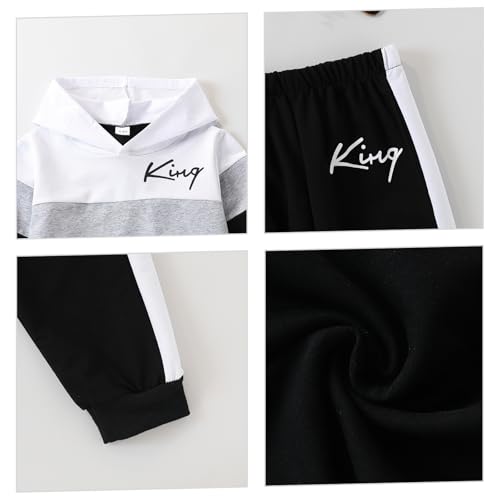 Image of Kids Boys Clothes Color Blocking Hoodie Sweatshirts and Pant 2Pcs Fall Outfits Set Size 5-10