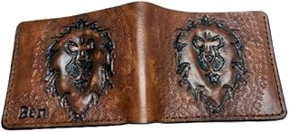 Warcraft wallet, World of Warcraft wallet, 2 Side Lion, Alliance Wallet, Leather Wallet, 3D Genuine Leather Wallet, Leather Carving Wallet