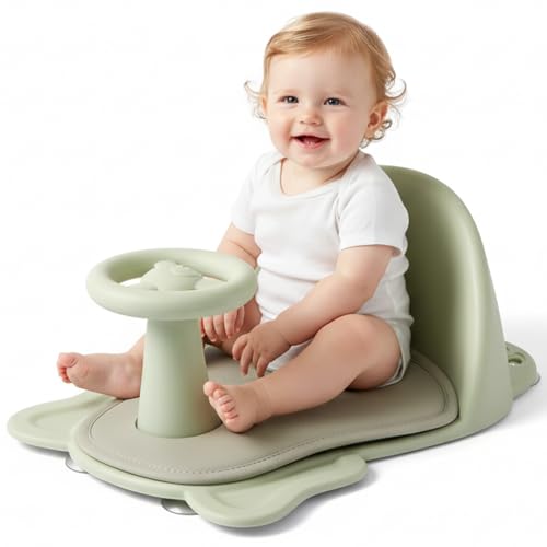 Siège de bain bébé avec dossier et ventouses pour baignoire